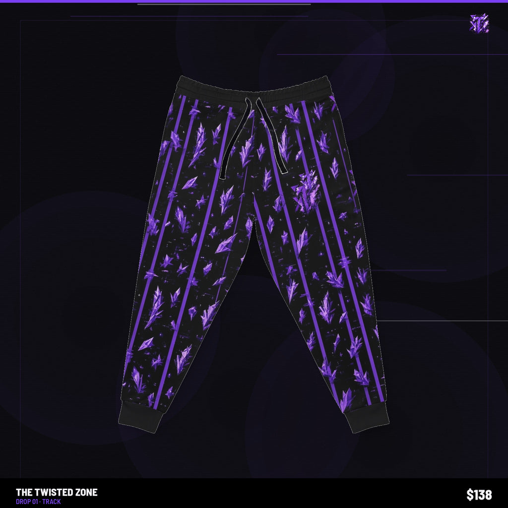 Twisted Zone Track Pants — branded studio visual, Drop 01, The Twisted Zone
