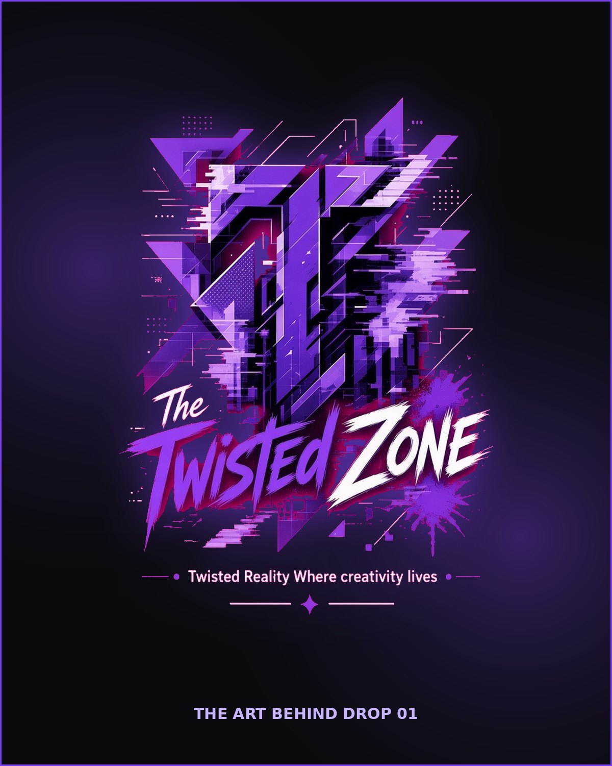 The Twisted Zone glitch artwork behind Drop 01
